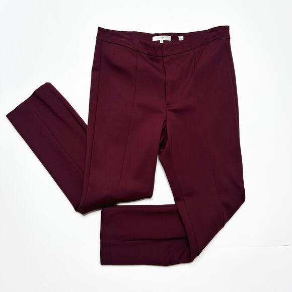 Vince Tapered Stove Pipe Pintuck Seamed Burgundy Ponte Knit Pants Trousers 10 - Picture 3 of 15